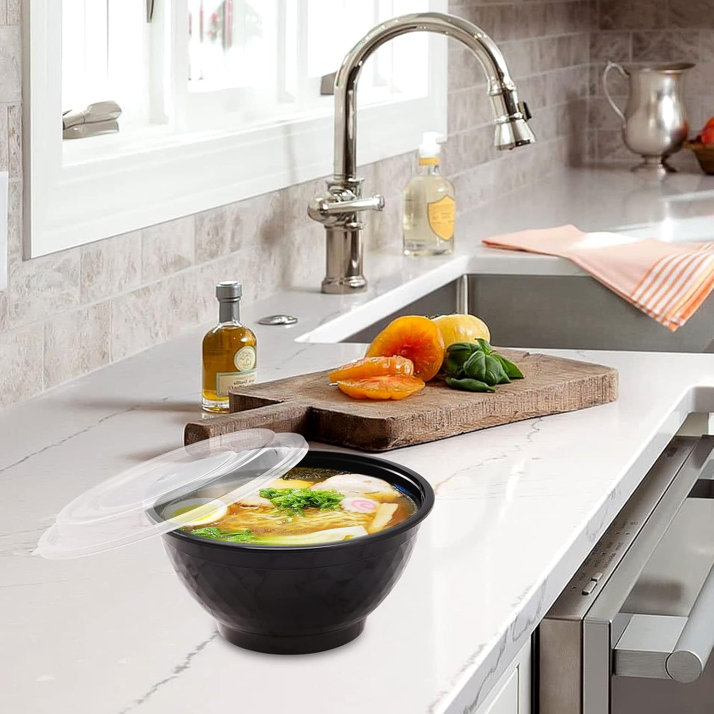 36oz Extra-Thick Meal Prep Bowls with Lids, Plastic Containers with Clear Covers for Noodles, Poke Bowl, Salad, Soup - Freezer, Microwave & Dishwasher-Safe (30Pack)