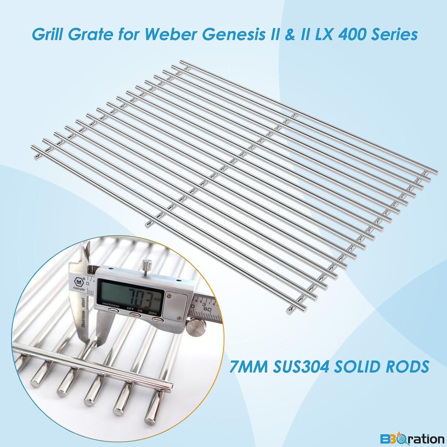 66089 18.75" Grill Grates for Weber GS4 Genesis II 400 & Genesis II LX 400 Series (2017 and Newer), Weber Genesis 2 Grill Parts for Genesis II E-410 Grill Grates Parts for Weber 66097
