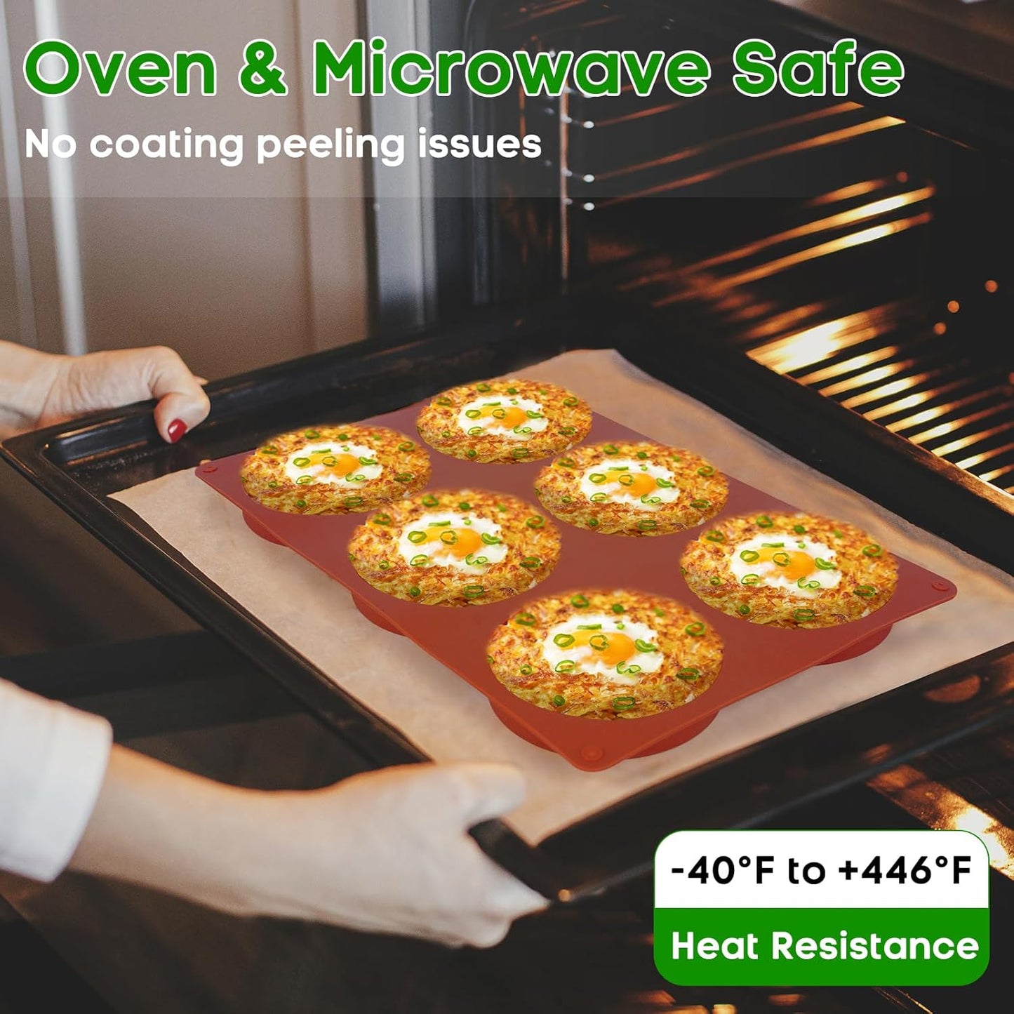 3 Pcs Silicone Egg Molds 4 Inch Jumbo Muffin Top Pans for Baking,Non-Stick 6 Holes Large Round Silicone Molds for Hamburger Egg Whoopie Pie Sandwich