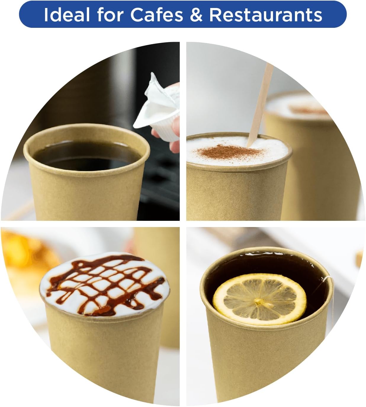 Karat 8oz Kraft Paper Coffee Cups [1,000 ct] Disposable, Leak-Resistant Double Poly-Lined Hot Cups | Ideal for Cafes & Offices, 80mm