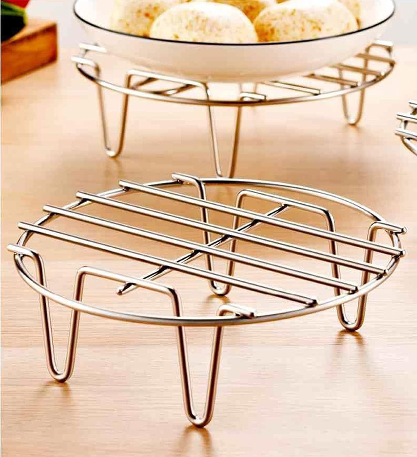 3.9" Round Cooking Rack Versatile Stainless Steel Grid Grill Steamer Rack, Fits Air Fryer Pot Pressure Cooker Canning