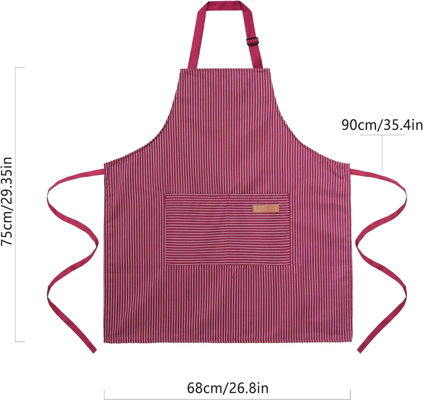 2 Pack Cooking Aprons Adjustable Bib Apron for Women with 2 Pockets, Kitchen Restaurant Men Chefs Aprons