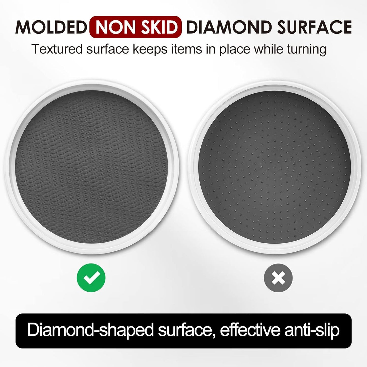 12-Inch Non-Skid Turntable Lazy Susan Organizer [4 Pack] - Spinning Rack for Cabinet Table Top, Pantry Organization Storage, Kitchen, Fridge, Vanity, Countertop, Under Sink Organizing, Spice Spinner