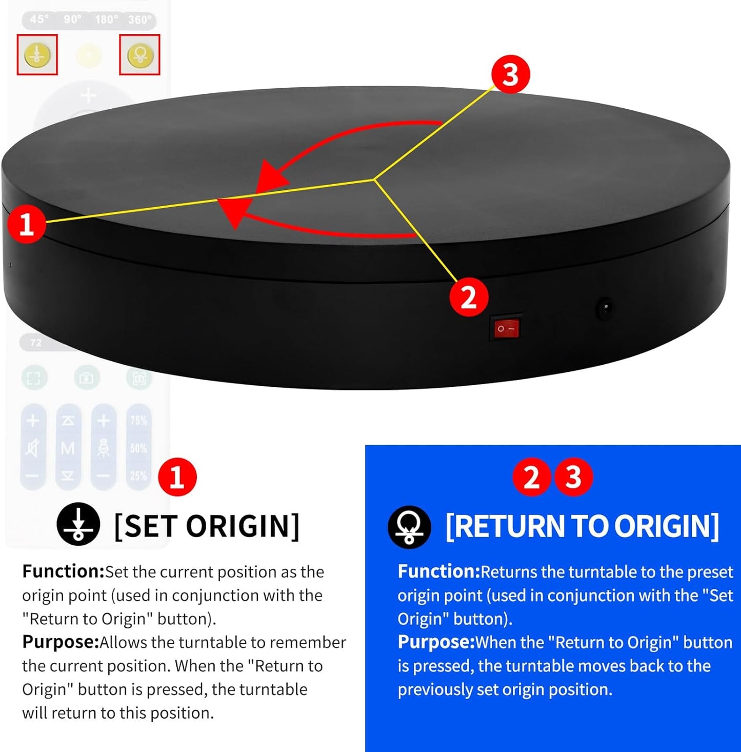 19.7In Remote Large Motorized electric turntable Rotating platform Photography Turntable Motorized lazy susan Base giratoria para for Photography,3D Scanner,Heavy duty display(Load Range:220~500lbs)