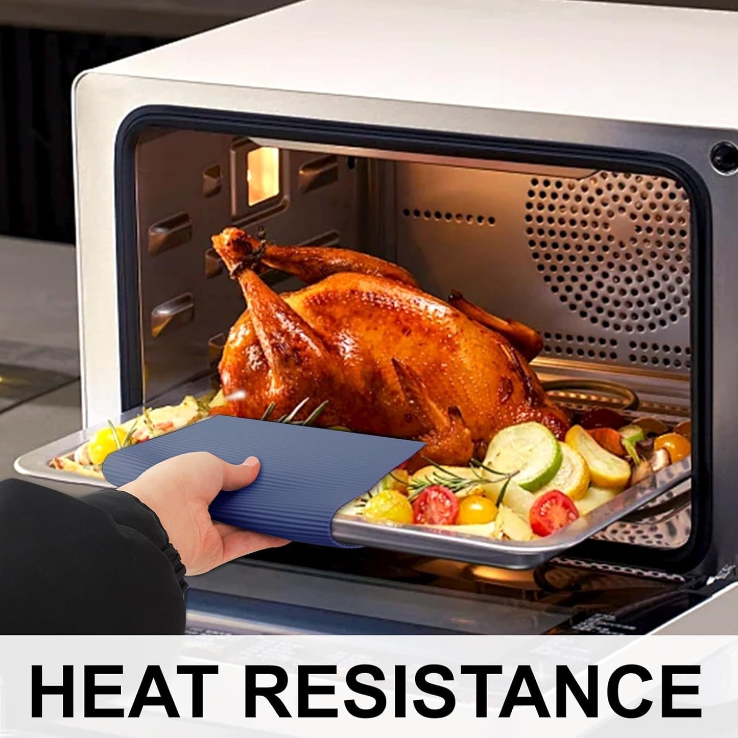 2 Pack 7'' x 7'' Trivets for Hot Dishes, Hot Pads for Kitchen, Silicone Trivets for Hot Pots and Pans, Hot Plates to Protect Table, Heat Resistant Silicone Trivet Grey (Blue, 7"x7")