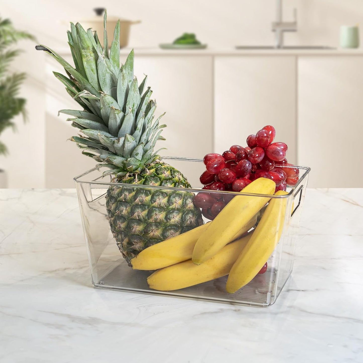 12 Pack Clear Plastic Storage Bins, 11" Large Pantry Organizer Bins with Handles, Plastic Containers for Refrigerator,BPA-Free Perfect for Kitchen,Fridge,Cabinet,Pantry,Bathroom,Closet Organization