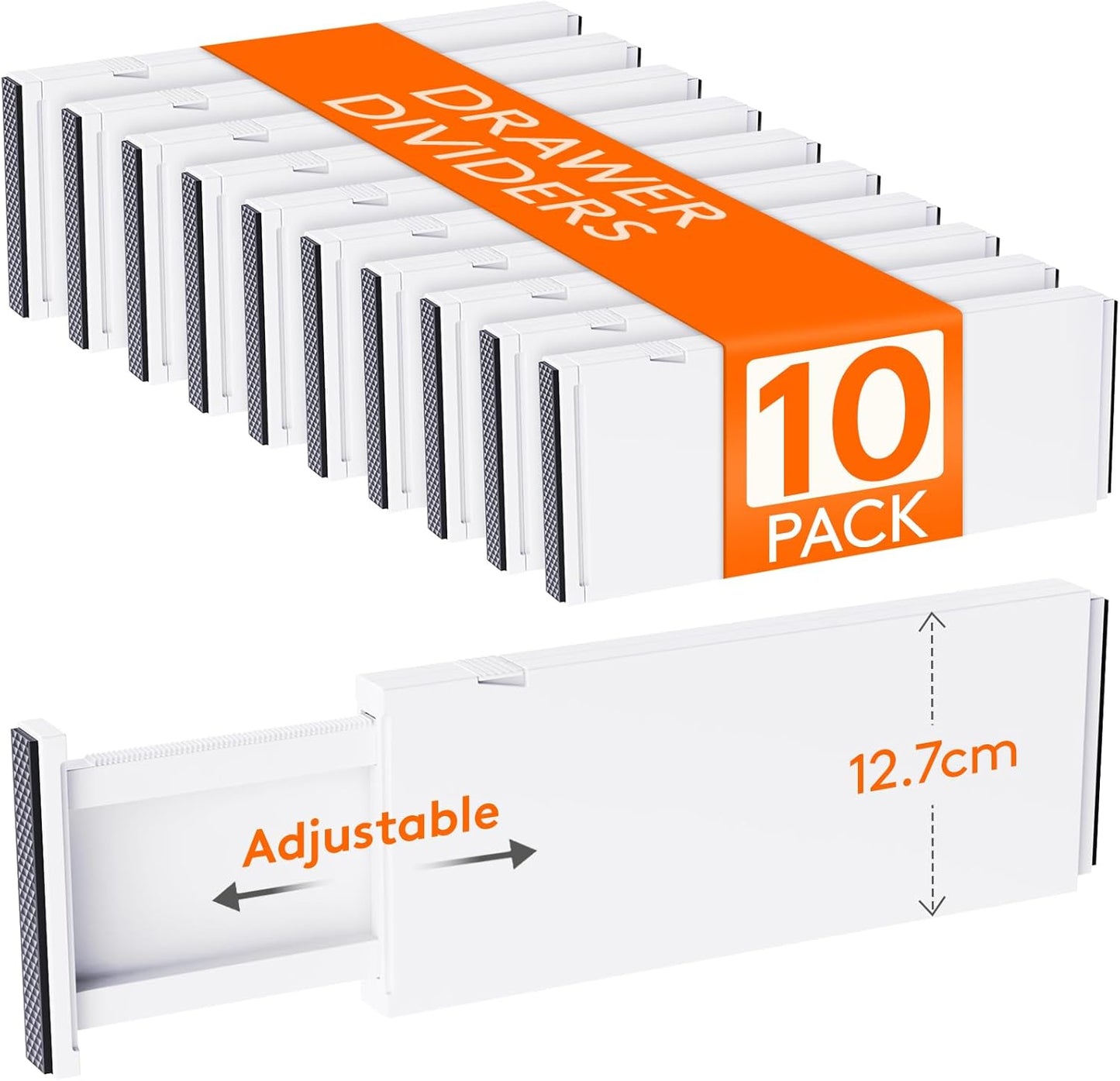 Lifewit 10 Pack Drawer Dividers 5" High, 13.5-22" Adjustable Clothes Organizers, Expandable Dresser Separators in Bedroom/Bathroom/Kitchen/Office