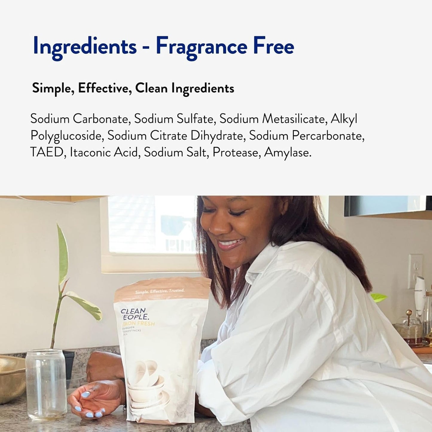 The Clean People Dishwasher Pods - Cuts Grease & Rinses Sparkling Clean - Residue-Free - Phosphate Free Dishwashing Pods (60 Count, Fragrance Free)