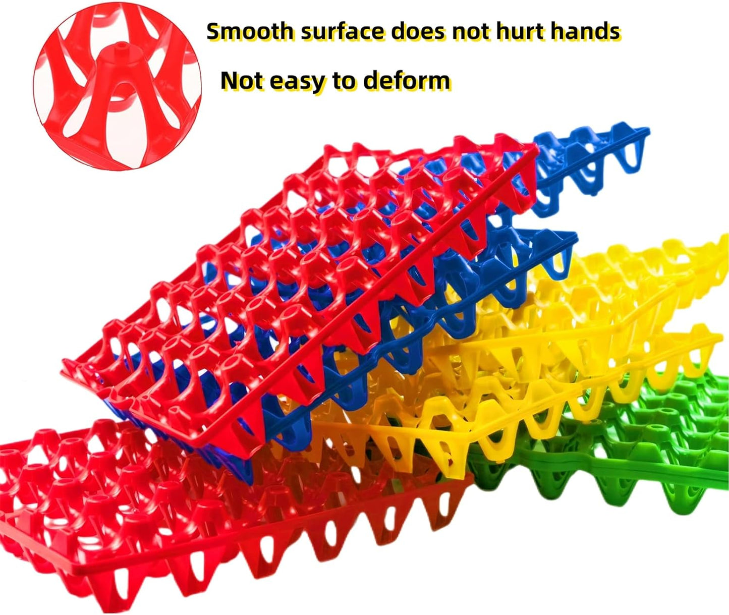 4-Pack Plastic Egg Tray Egg Crates 30-Egg Flats for Home Chicken Farmers, Stackable Egg Cartons Hold Multiple Eggs, Great for Storing, Sorting, and Shipping Eggs, Durable and Reusable (Blue)