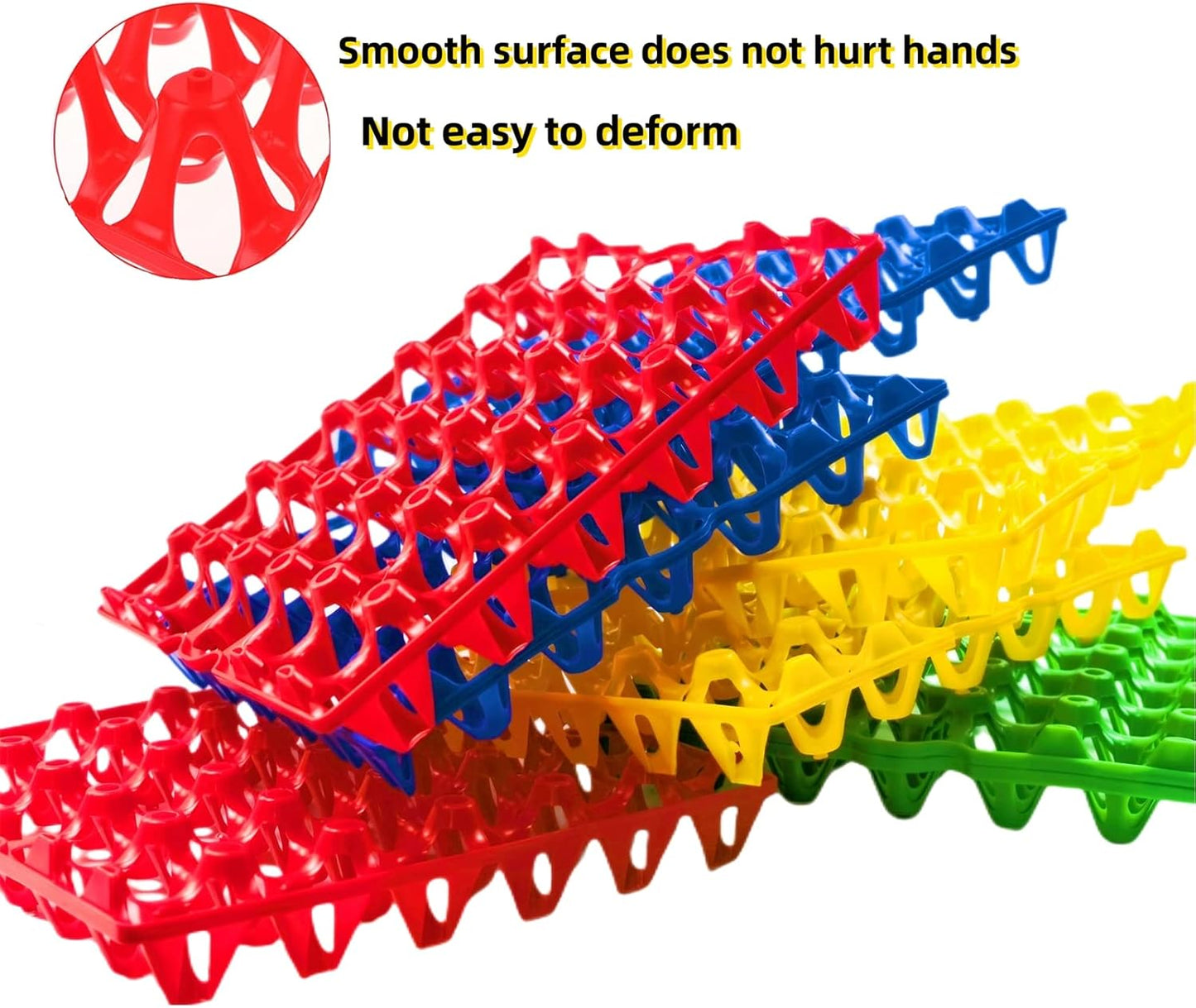 4-Pack Plastic Egg Tray Egg Crates, 30-Egg Flats, Stackable, Durable, Reusable, Green