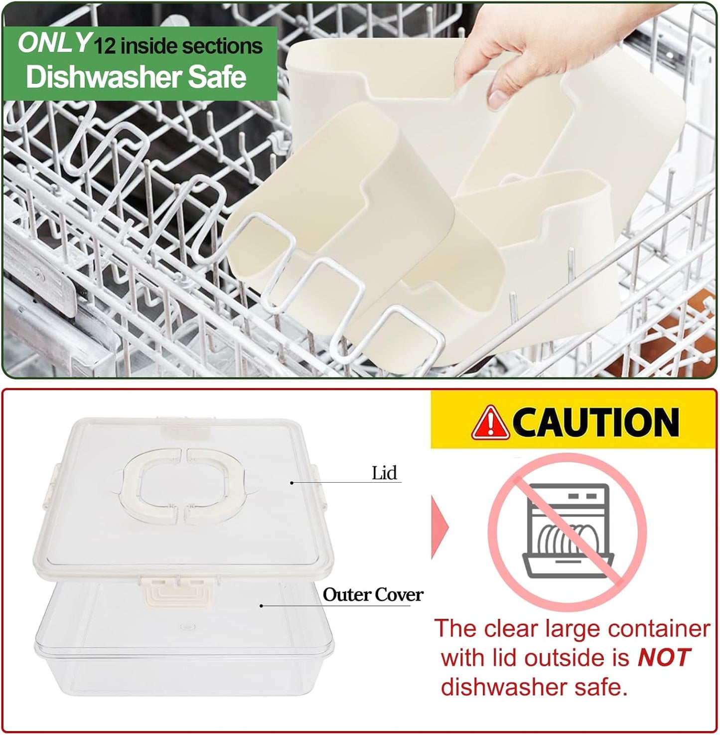 2Pcs Snackle Box Container, Divided Serving Tray with Lid and Handle, Snack Box Container Food Platter Charcuterie for Party, Veggies, Snack, Fruit, Nuts, Entertaining, Picnic, LARGER SIZE