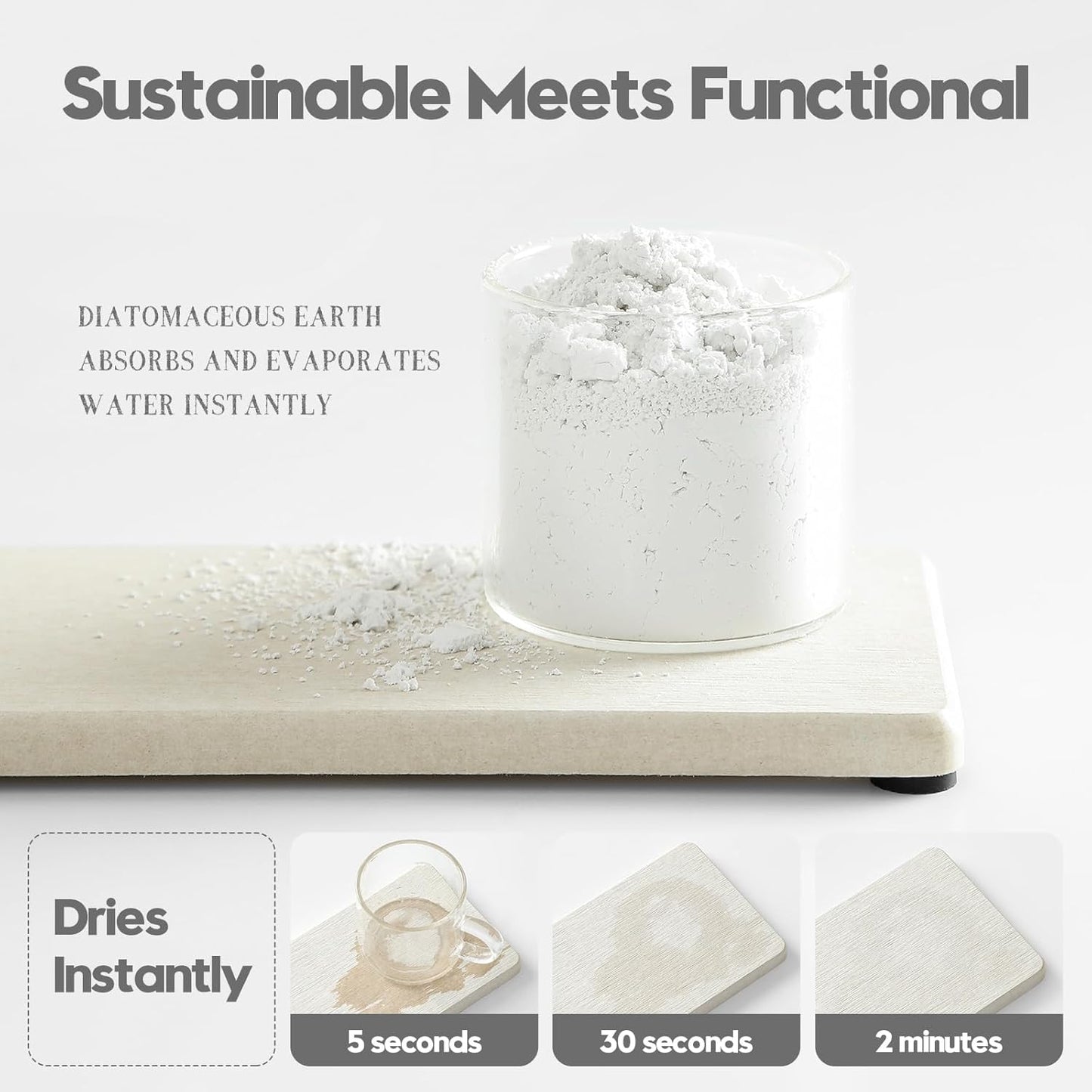 3PCS Bathroom Sink Vanity Trays, Quick Stone Drying Mat Dish Soap Dispenser Sponge Holder for Kitchen Counter, Diatomaceous Earth Water Absorbing Caddy Organizer, Beige