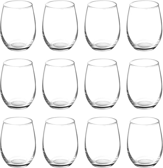 DISCOUNT PROMOS Stemless Wine Glasses by ARC 5.5 oz. Set of 12, Bulk Pack - Perfect for Hotel, Bar, Restaurant or Lounge - Black