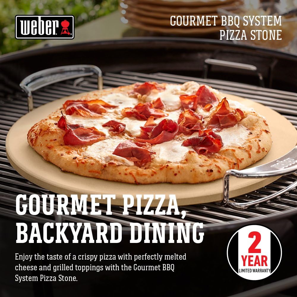Weber Gourmet BBQ System Pizza Stone with Carry Rack,16.7" Long