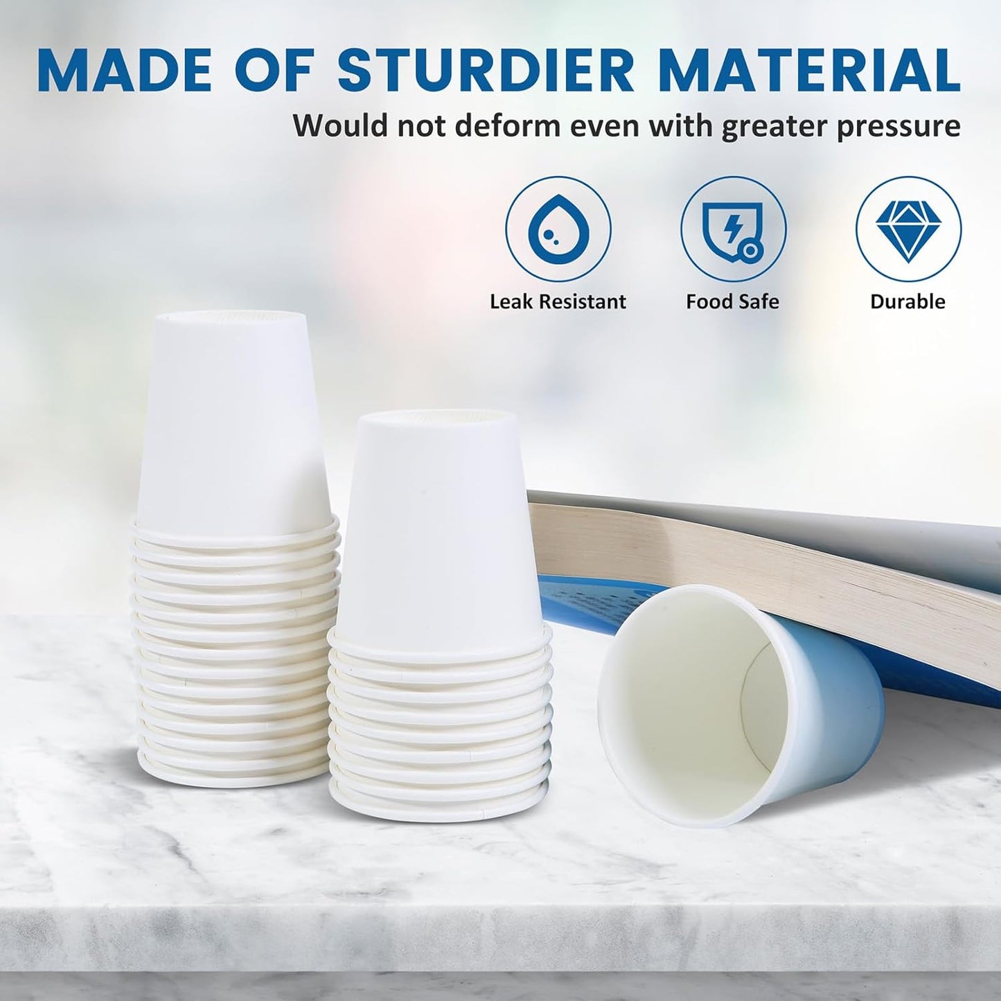 100 Count 3oz Disposable Bathroom Cups, Mouthwash Cups, Small Paper Cups for Parties, Picnics, Barbecues, Travel and Events