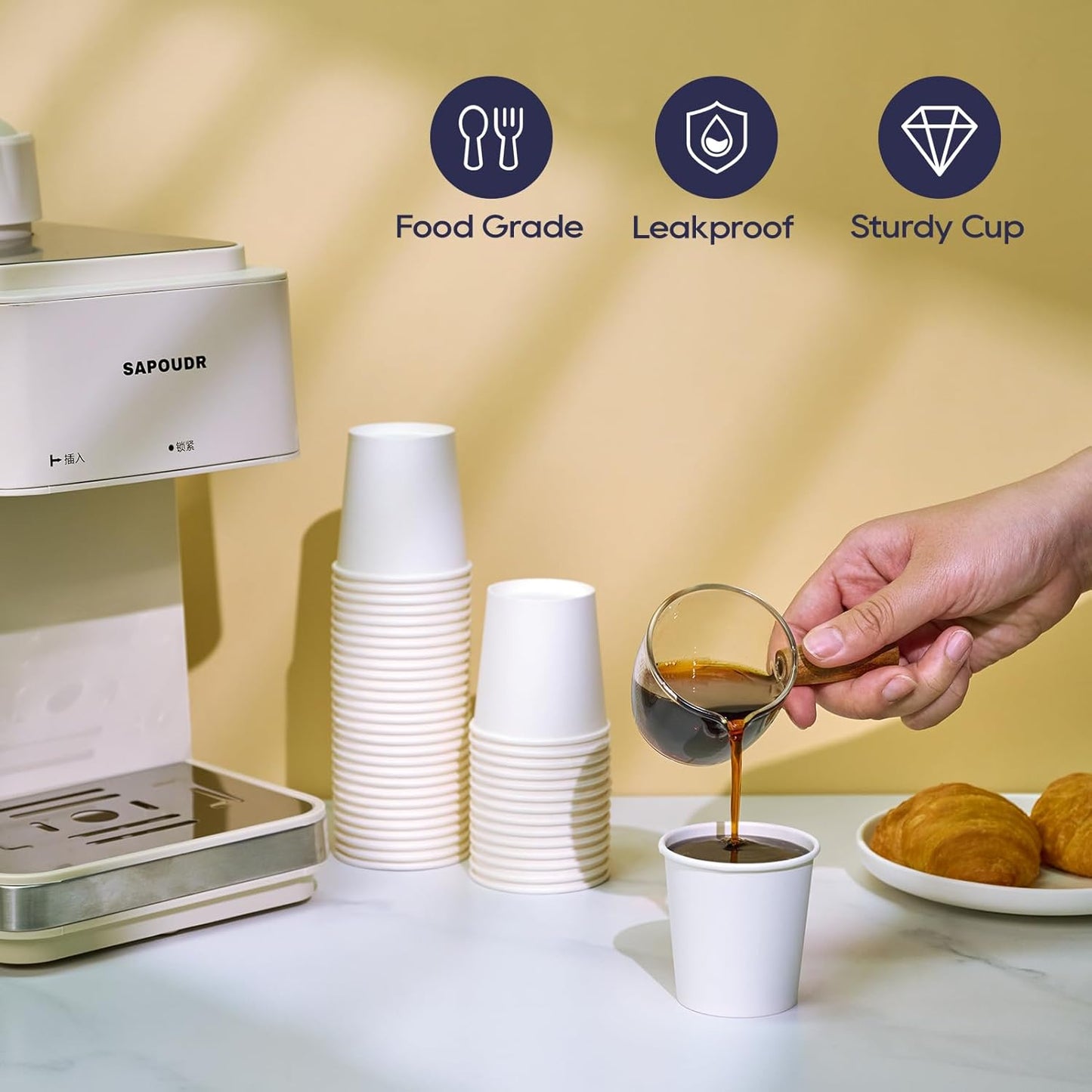 LITOPAK 1000 pack 4 oz Disposable Paper Coffee Cups, Small White Paper Coffee Cups for Office, Home, Party, and Events