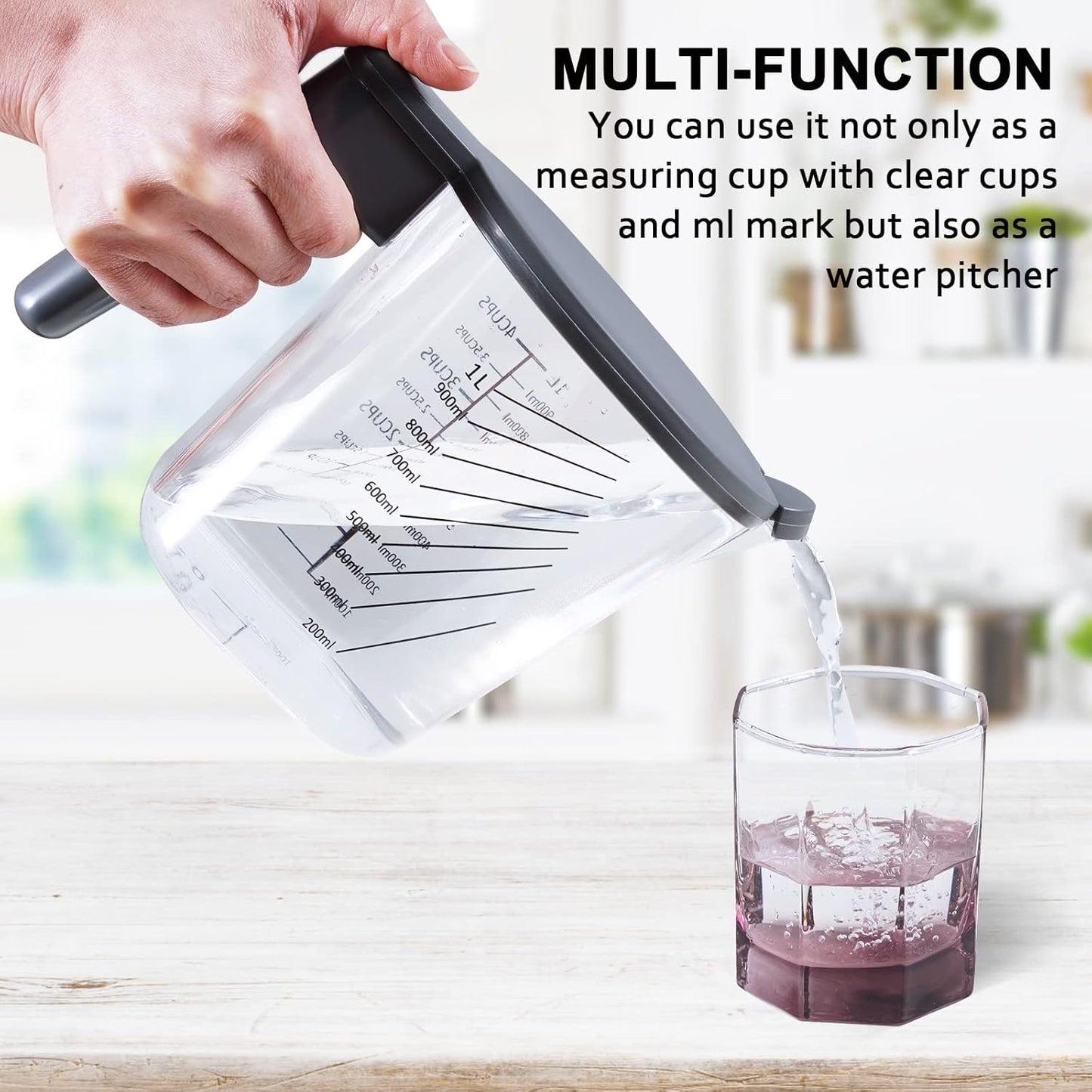 11 Pieces Measuring Cups and Spoons set, Includes 10 Stackable Measuring Cup with Lid and 1 Adjustable Measuring Spoon for Liquid and Dry, Kitchen Cooking & Baking, Blue