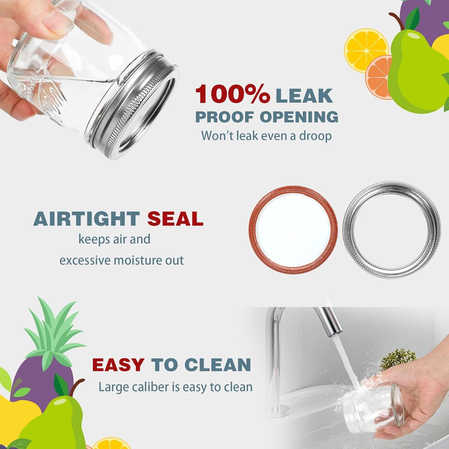 24 Pack 8 oz Mason Jars with Regular Lids - Mini Glass Clear Mason Jars, Small Half Pint Canning Jars with Airtight Lids for Jam, Honey, Baby Foods, Overnight Oats, Party Favors