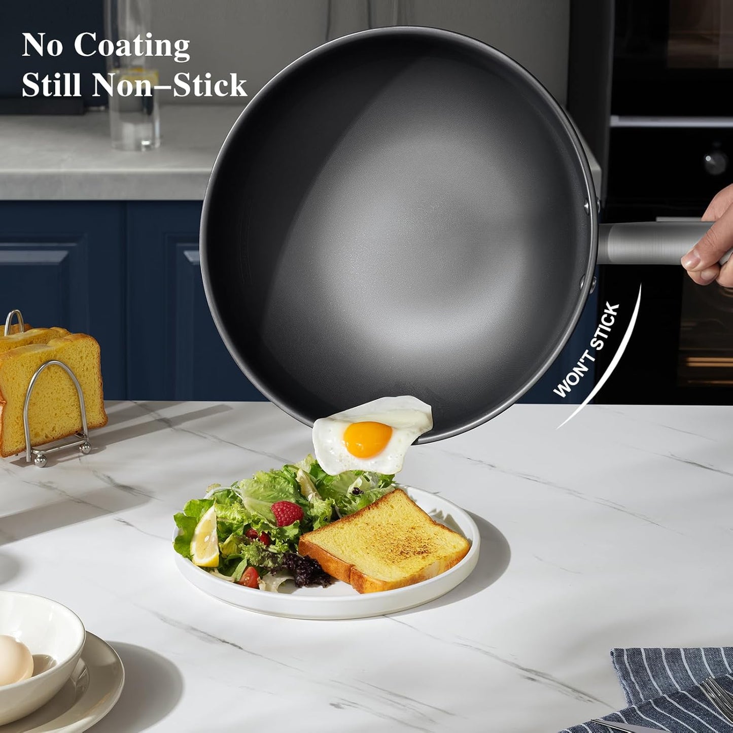 13 in Titanium Wok with Lid – Nonstick Wok & Stir-Fry Pan, All Stovetops & Induction Safe, Oven & Dishwasher Safe, Non-Toxic, No Coating – Durable Titanium Cookware, Frying Pan & Pot