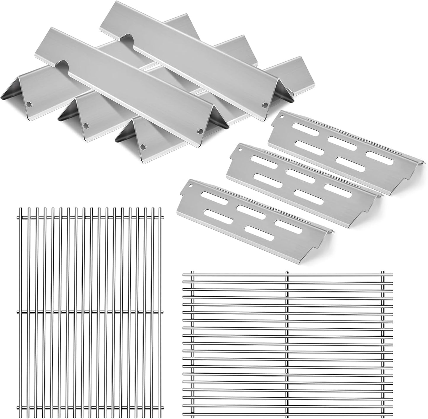 Stainless Steel Grill Grates with 66032 Flavorizer Bars for Weber Genesis II Grill Parts GS4,66095 Cooking Grates 66795 Heat Deflector Replacement Parts for Weber Genesis ii E-310 E-315 S-335