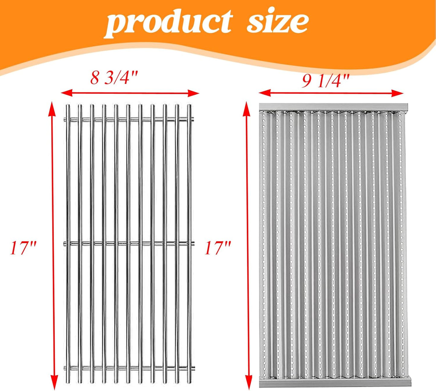 S4B316 (2-Pack) 17" Grill Cooking Grate and Emitter for Charbroil TRU-Infrared 463642316 463644220 463632320 463675016 463644220 G362-2100-W1, for Charbroil 463245518 4636750