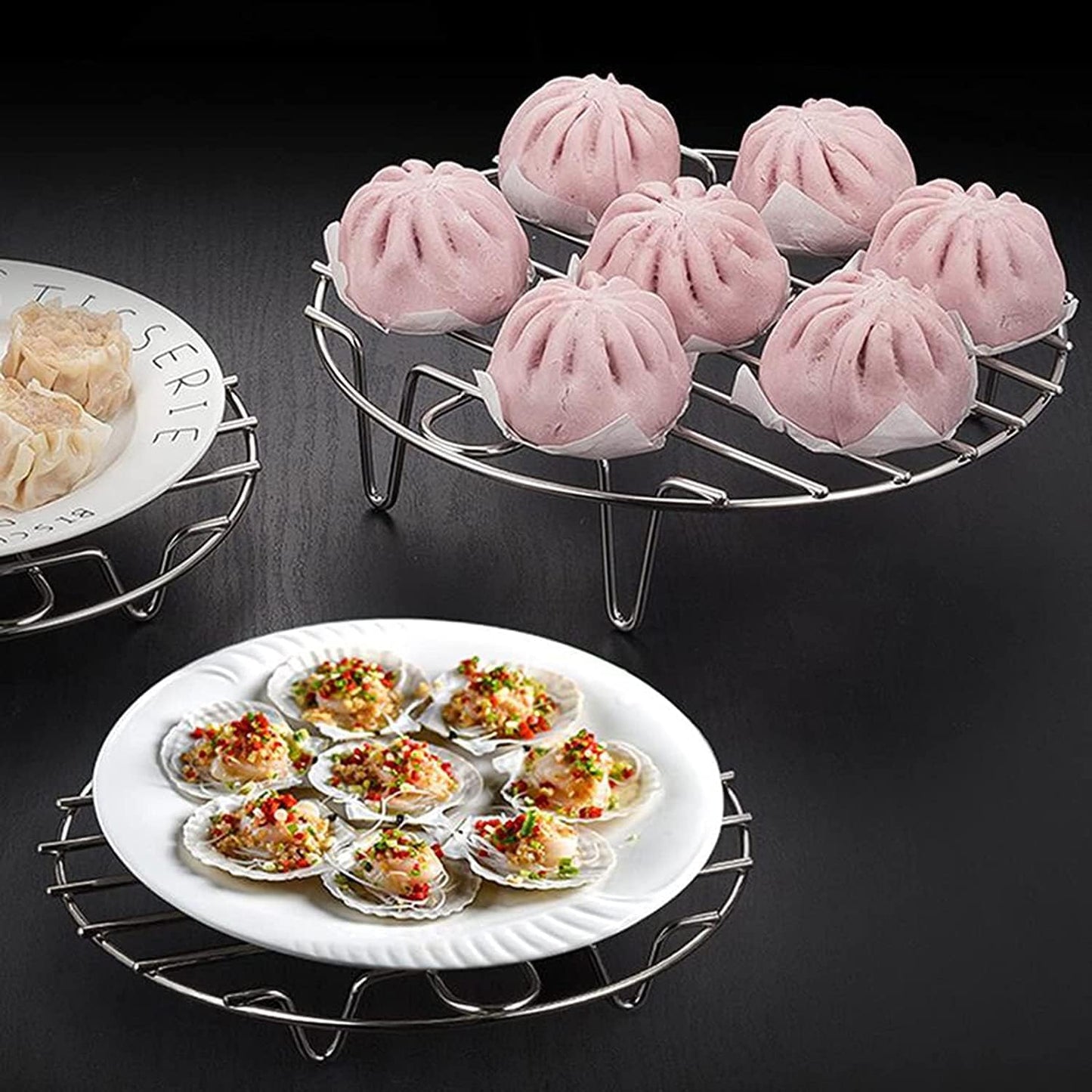 11" Round Cooking Rack Versatile Stainless Steel Grid Grill Steamer Rack, Fits Air Fryer Pot Pressure Cooker Canning