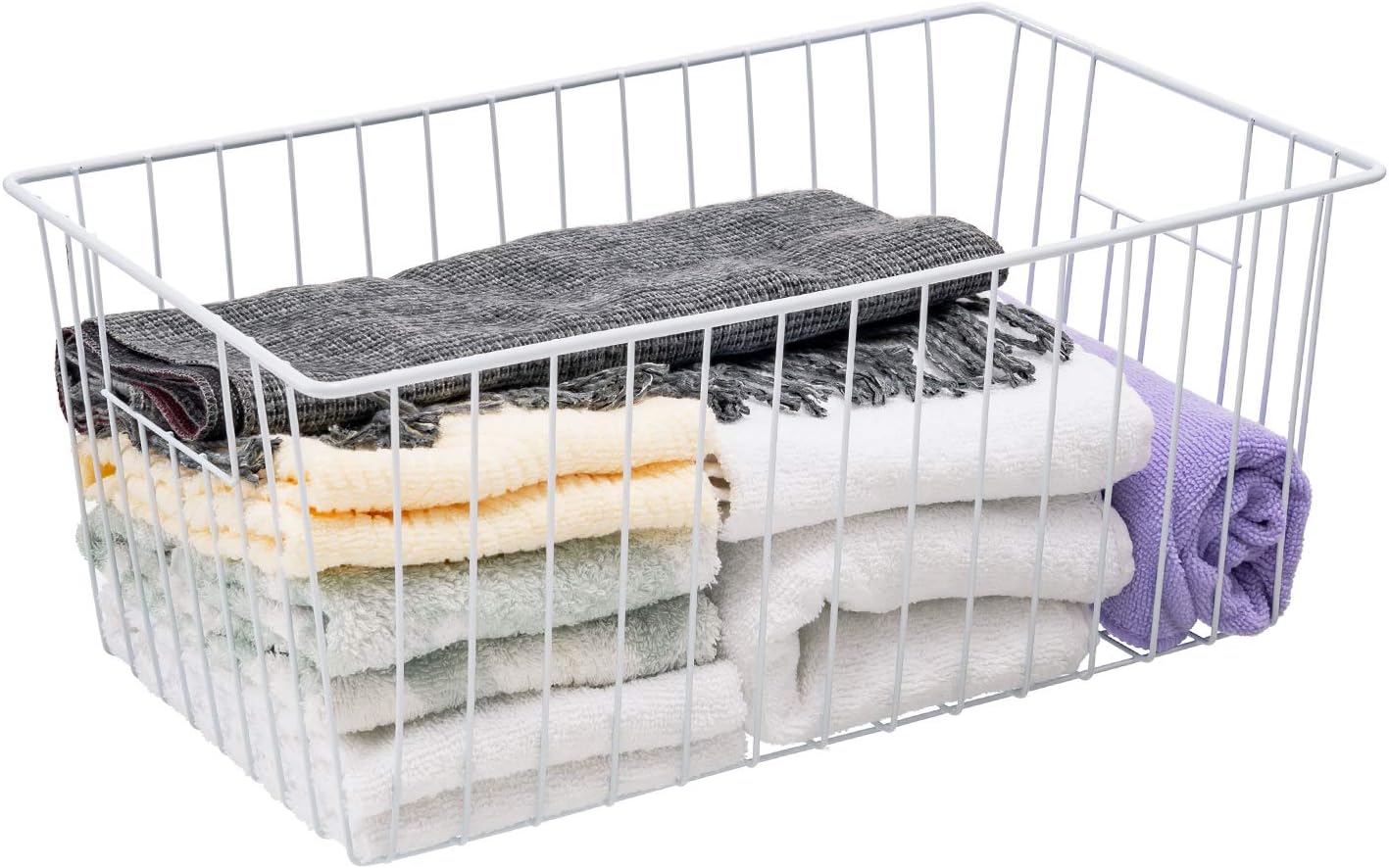 16inch Freezer Wire Storage Organizer Baskets, Household Refrigerator Bins with Built-in Handles for Cabinet, Pantry, Closet, Bedroom