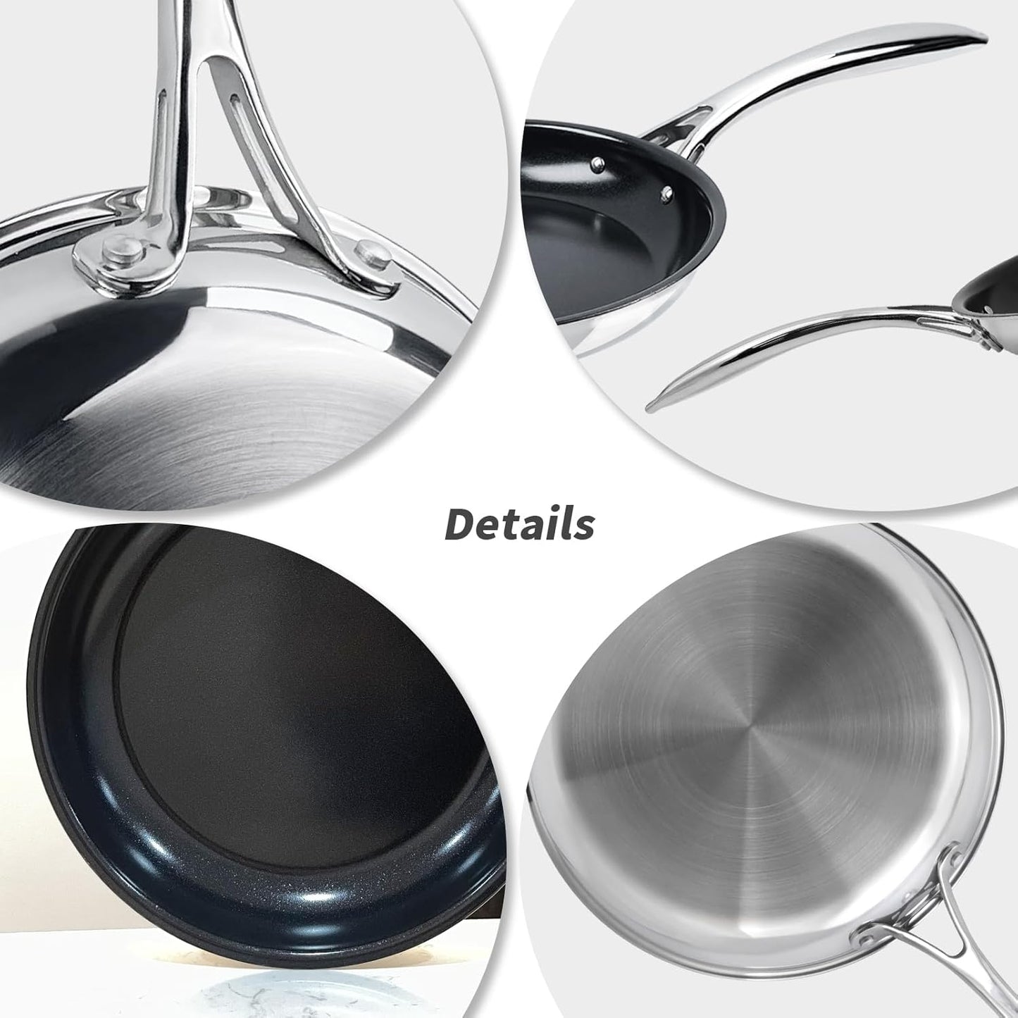 12" Nonstick Ceramic Frying Pan with Lid - PFOA & PTFE-Free, Oven & Broiler-Safe - Thick 2.5mm Four-Layer Construction, Anti-Scalding Handle for All Stovetops (Induction/Gas etc)