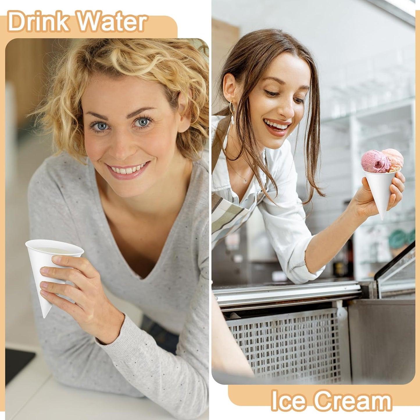 Roshtia 600 Pcs 4 oz Paper Cone Cups Thicken Disposable with 1 Cups Dispenser Pull Type Wall Mount Cup Holder Paper for Restaurants, Home, and Office, and Shaved Ice, Cold (Black)