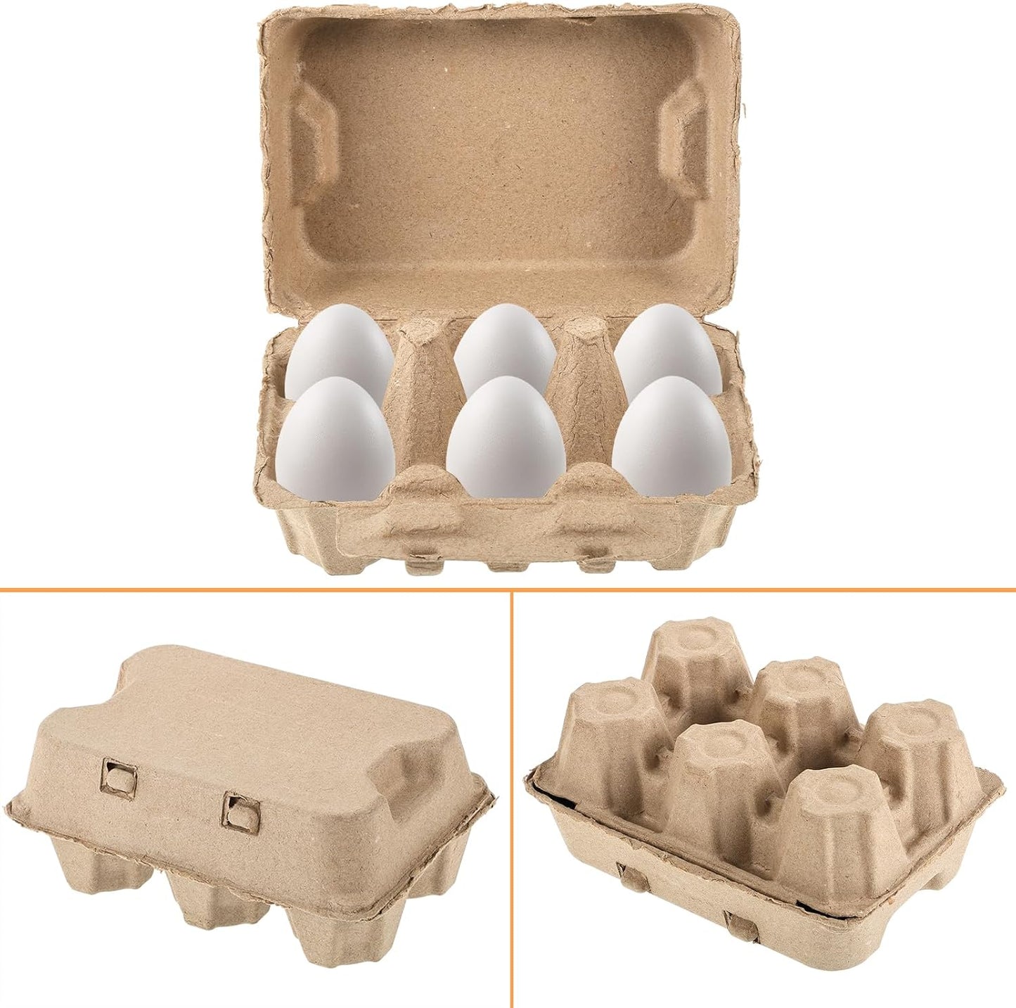 36 Pcs Jumbo Duck Egg Cartons Paper Goose Egg Cartons for Normal Size Geese Blank Natural Pulp Jumbo Eggs Container Holder Reusable for Six Duck Goose Hen Eggs