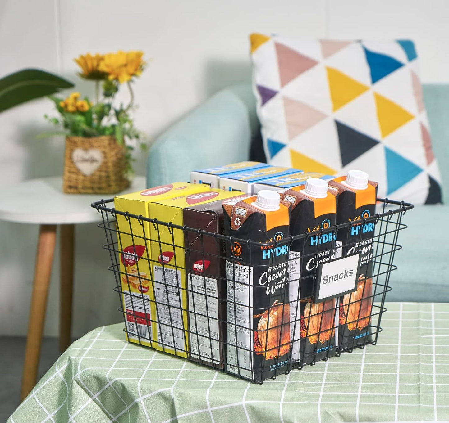 4 Pack【Extra Large】 Wire Handmade Storage Basket for Organizing Household Goods,Pantry Organization,Bathroom countertop,Laundry,Wardrobe Storage Basket,Rose Gold