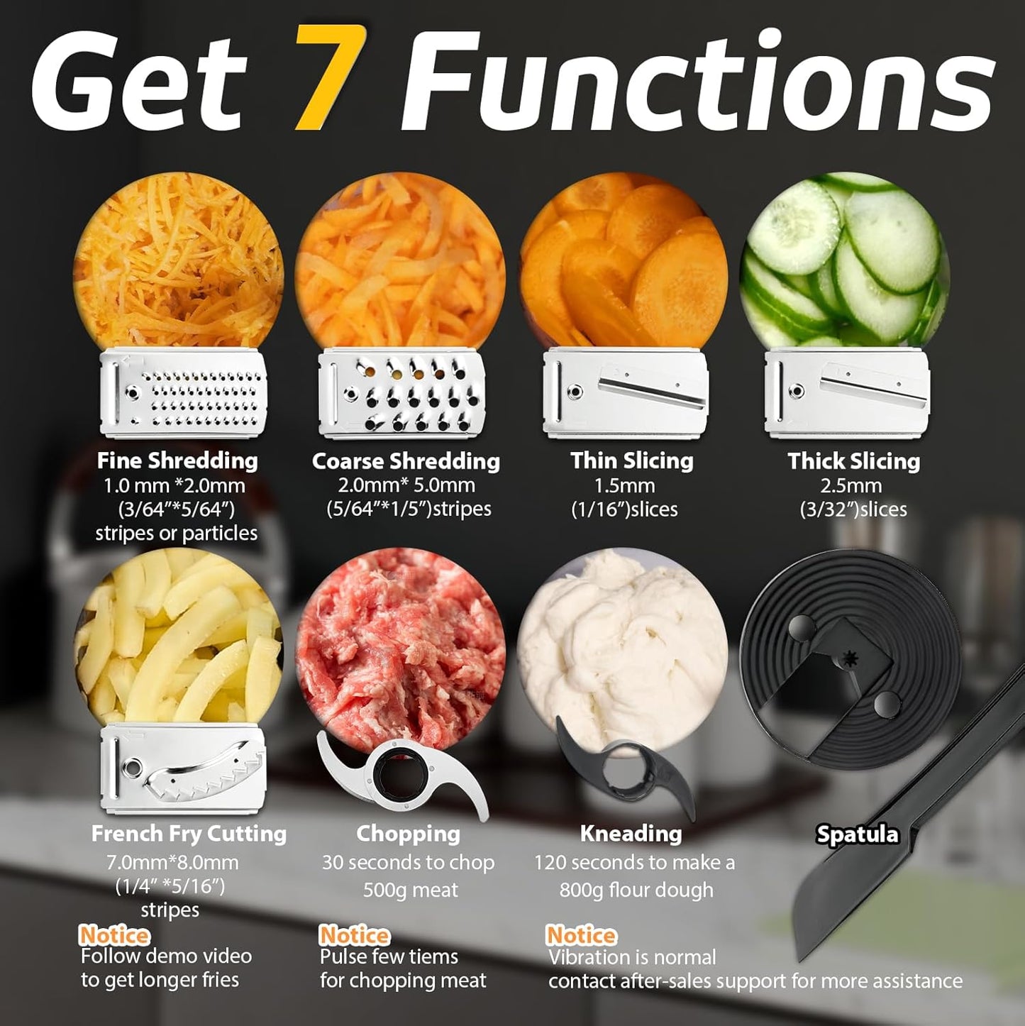 14-Cup French-Fry-Cutter Large Food-Processors - Large Feed Chute, Grey Color, Cheese Shredding, Meat Chopping, Shredding and Slicing, Mixing and Doughing, for Home Use