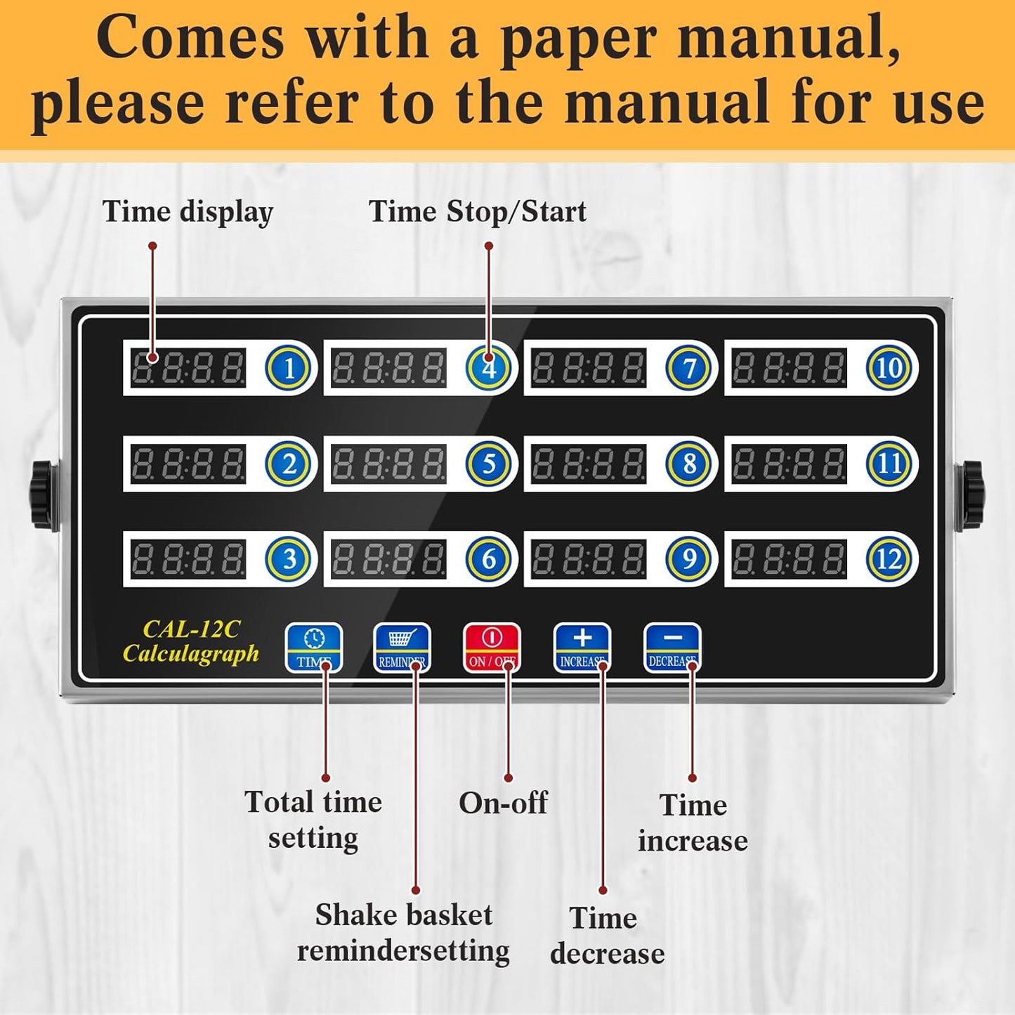 2 Pack 12-Channel Digital Kitchen Timer, Commercial Cooking Timer with Loud Alarm, Large LCD Display, for Restaurants, Baking, Labs, Multiple Independent Countdown Timers