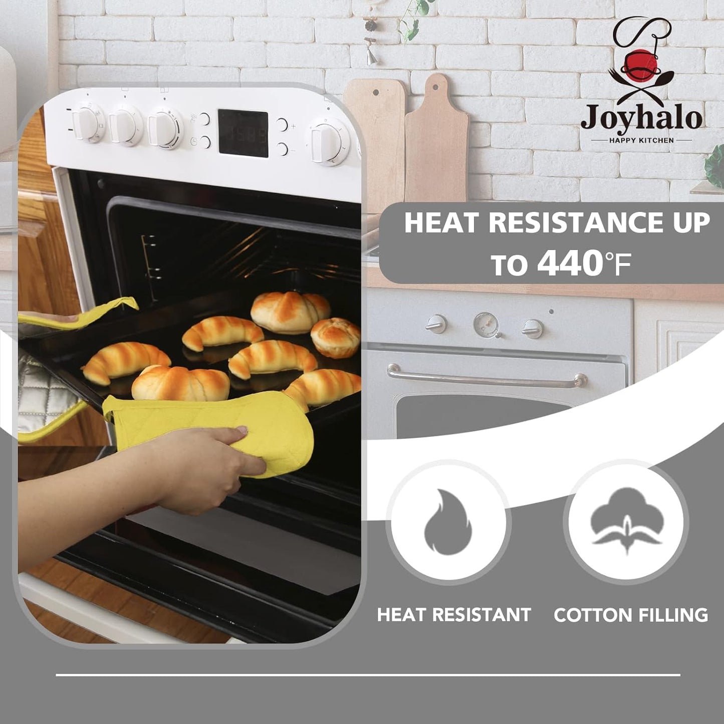 Joyhalo 4 Pack Pot Holders for Kitchen,Cotton Oven Holder with Great Heat Resistance,Non Slip Hot Pads for Kitchen Clearance,Yellow