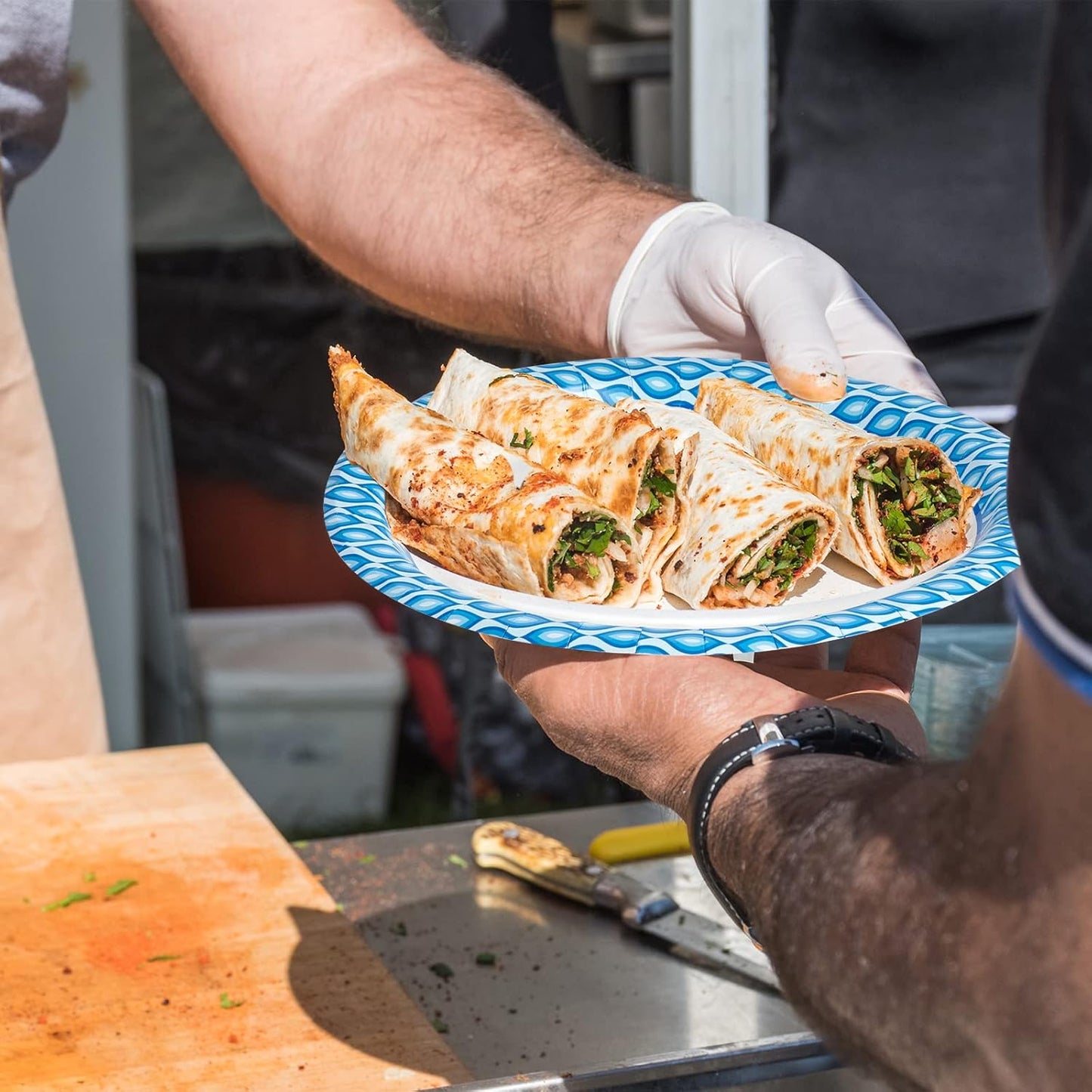 MUCHII Paper Plates 10 Inch, 150 Count Soak and Cut Proof, Blue Large Disposable Plates Bulk for Daily Use, Parties