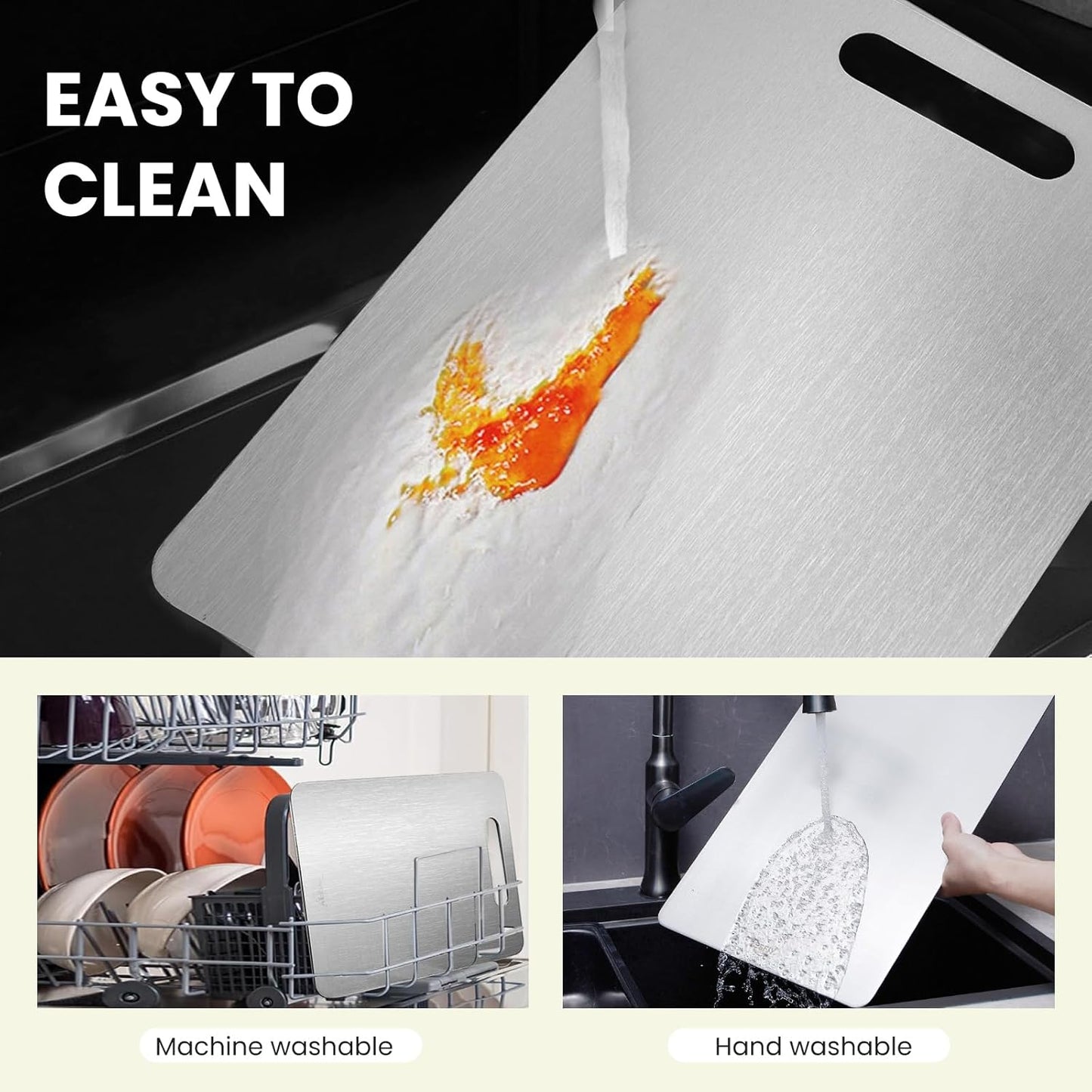 2 Pack Titanium Cutting Board - 100% Pure Titanium Cutting Boards For Kitche,Easy to clean, Double-sided food-grade Cutting Board For Cutting Meats, Fruits And Vegetables.(15 * 11)