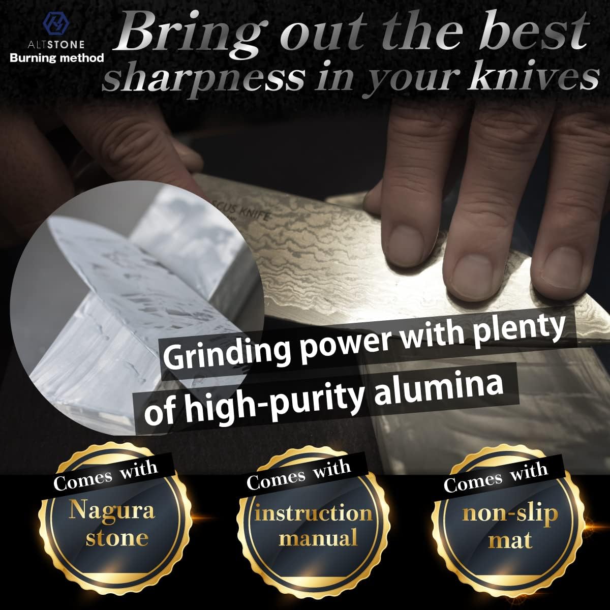 FUKAMI Whetstone Sharpening stone medium grit #1000 w/Nagura, 7.1" x 2.4" x 0.8" (Pro Power. Perfectly Compact for home use), Made in Japan (#1000)