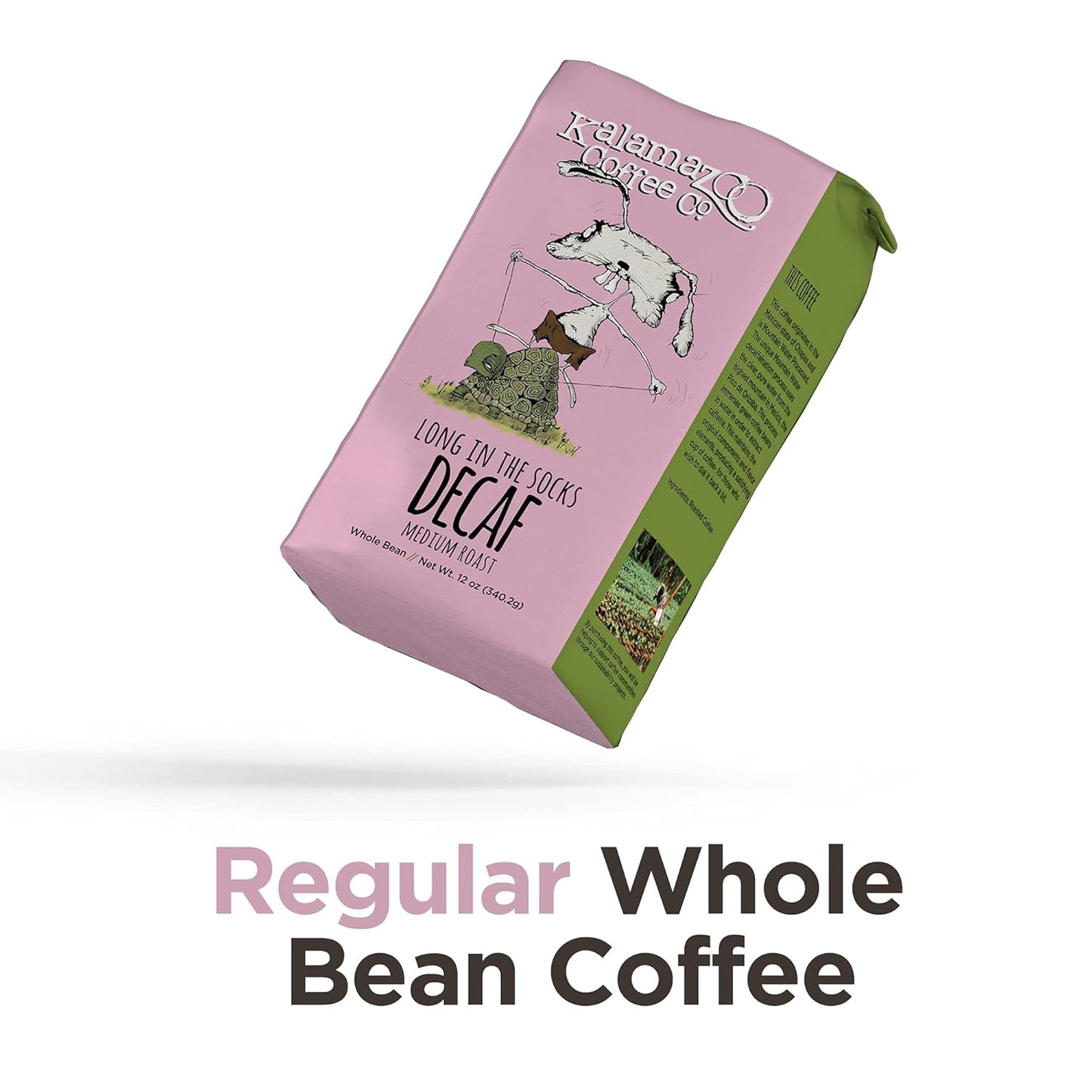 KALAMAZOO COFFEE COMPANY Decaf Whole Bean Coffee - Long in the Socks Medium Roast | 12oz Bag (3 Pack)