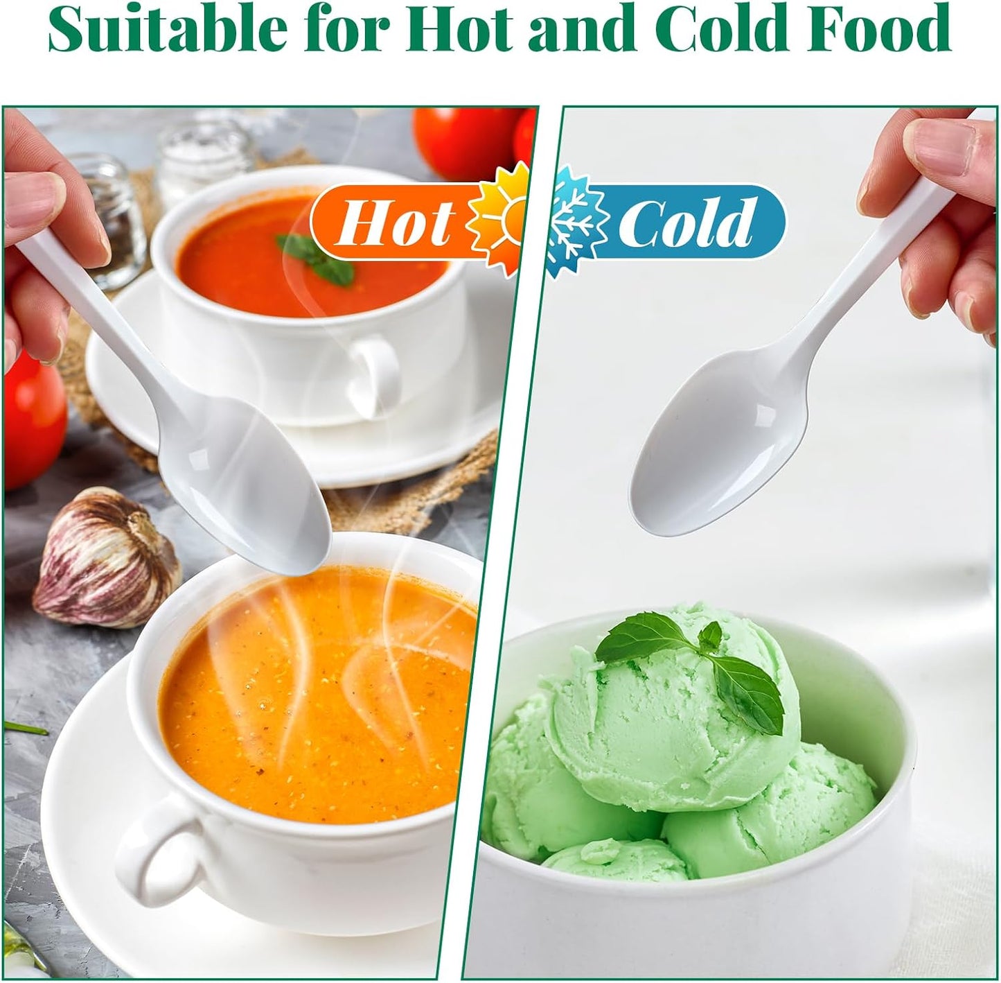 FOCUSLINE 1000 Pack Plastic Teaspoons White, Disposable Spoons Bulk, Heat Resistant Disposable Spoons for Take out Restaurants, Family Gatherings, Outdoor Activities