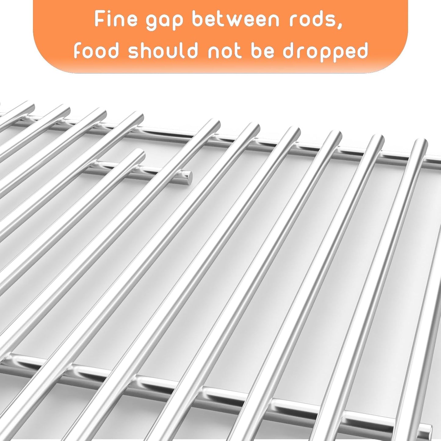 16.96 inch Stainless Steel Cooking Grates for Nexgrill 720-0882A Evolution Infrared Plus 5-Burner, Stainless Steel Gas Grills Grates Replacement Parts, Solid Rod Grill Cooking Grids, 3 Pack