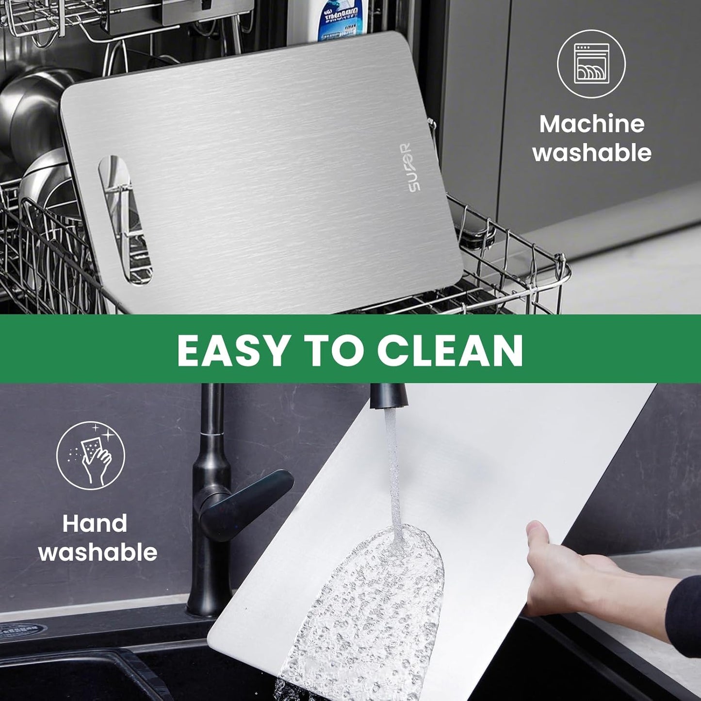 2 Pack Titanium Cutting Board - 100% Pure Titanium Cutting Boards For Kitche,Easy to clean, Double-sided food-grade Cutting Board For Cutting Meats, Fruits And Vegetables,13 * 9