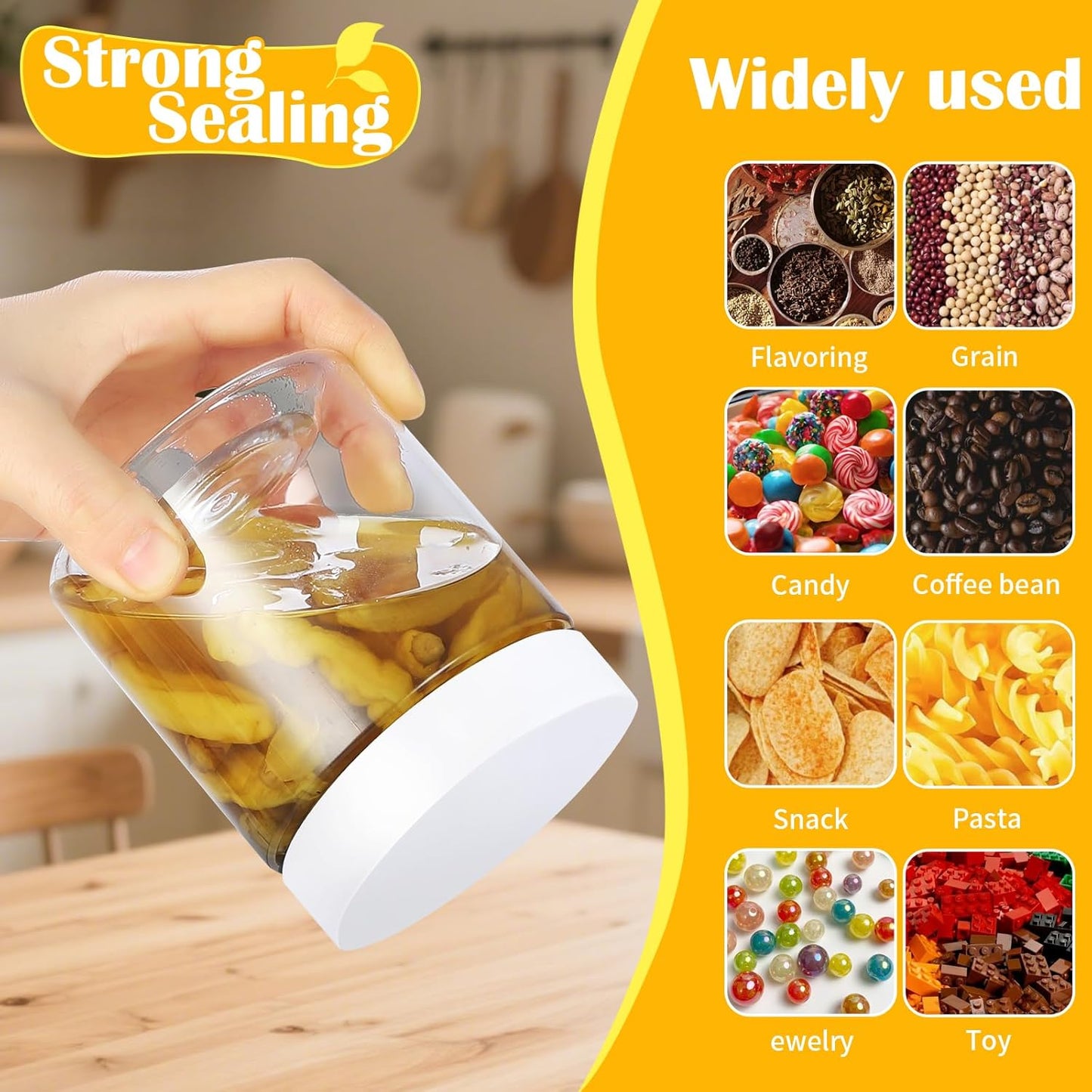 36 PCS 16 OZ Plastic Jars with Screw On Lids, Labels Refillable Empty Round Slime Containers for Storing Dry Food, Honey Jam, Cream, Butter, Lotion, White