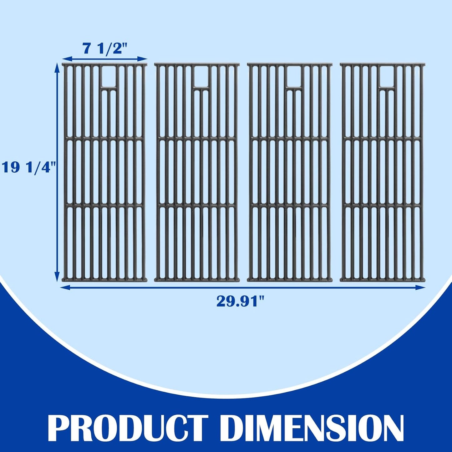 SafBbcue 16517 Cast Iron Graets for Bull 4 Burner Grill Replacement Parts Bull Angus 47628 47629 Bull Steer 69008 69009 Bull Outlow 26038 26039 Lion Premium 75000 Grill Parts