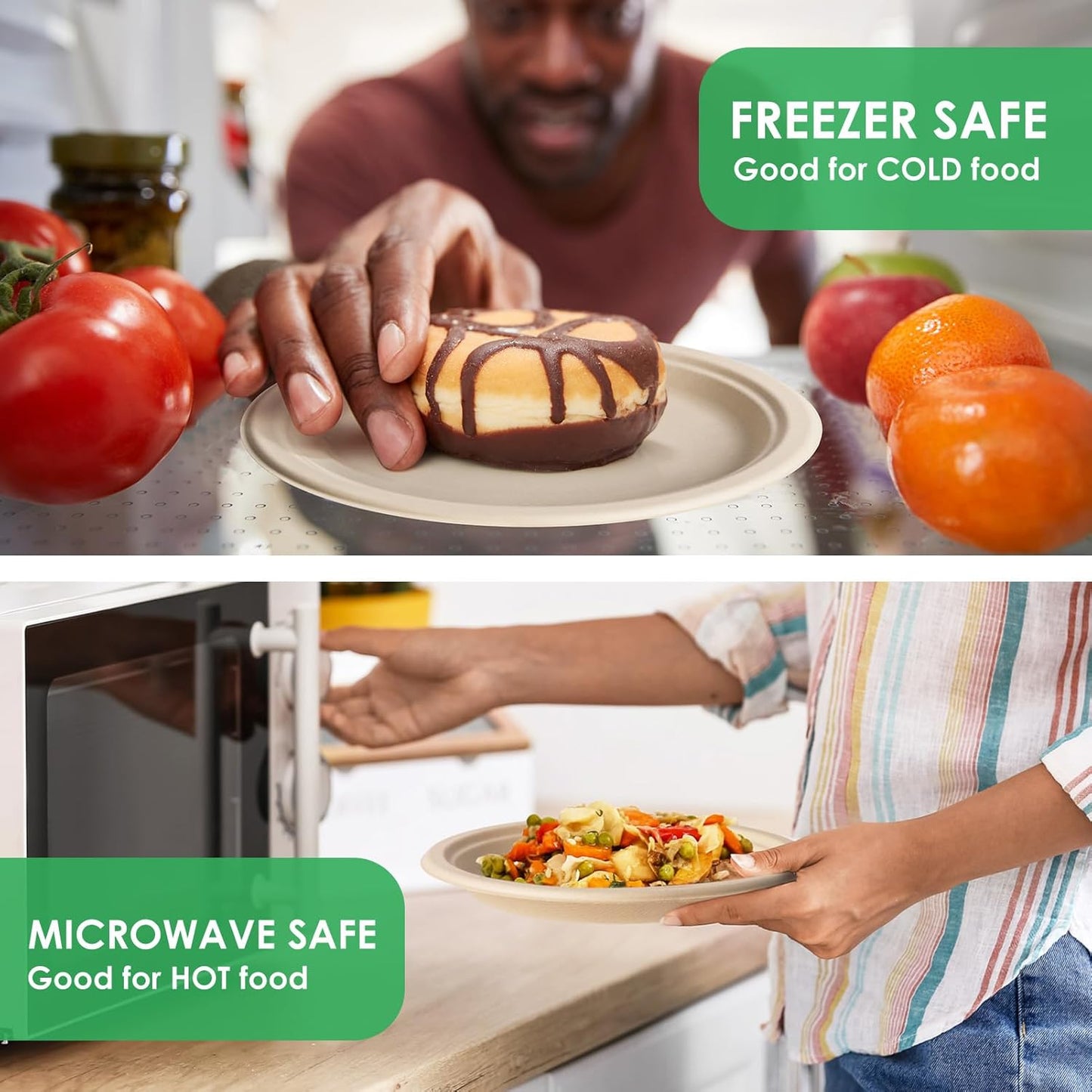 Gezond Compostable Small Paper Plates 6 Inch 125 Pack Dessert Plates Disposable Heavy-duty Made of Sugarcane Fiber