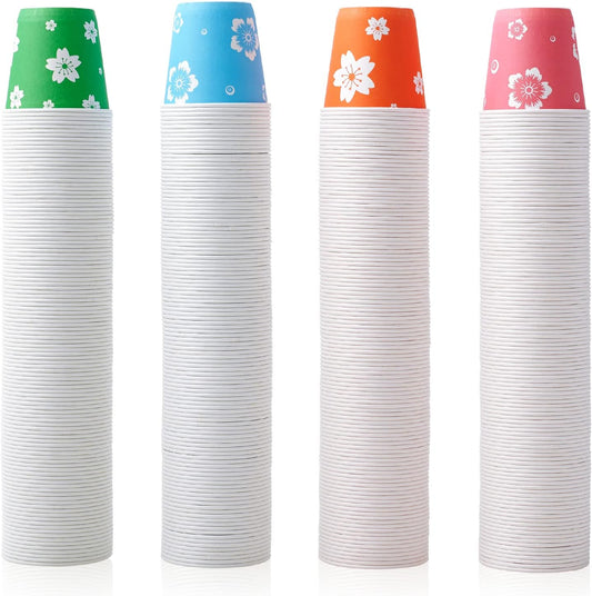 LITOPAK 400 Pack 3oz Disposable Bathroom Cups, Colorful Disposable Mouthwash Cups, Small Paper Cups for Parties, Picnics, Barbecues, Travel and Events
