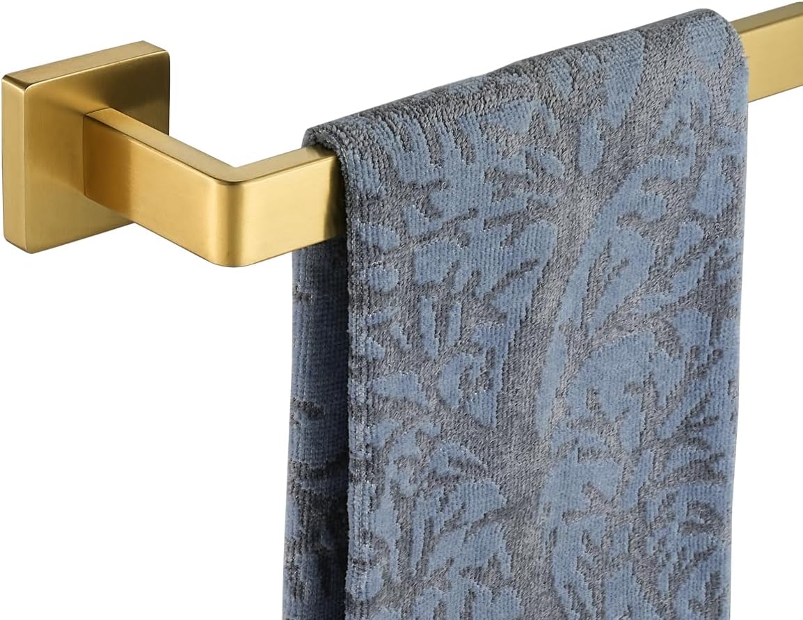 JQK Gold Towel Bar, Rounded Edges 29.41 Inch Towel Rack, 304 Stainless Steel Bathroom Wall Mount, Useable Length 27 Inch, TB250L27-BG