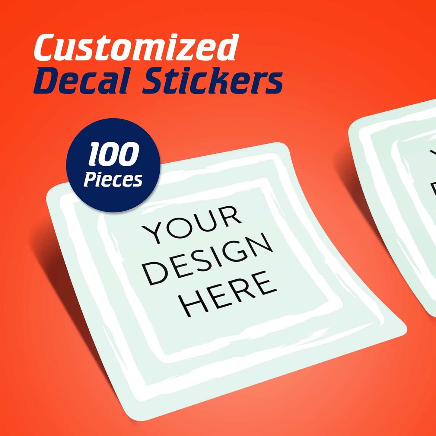 100 Custom Vinyl Stickers - Upload Your own Image, Text, Design, Logo - Personalized Logo Labels for Handmade, Packaging, Bottle, Jars, Candle, Brand Stickers (Mint, 2x2 Square)