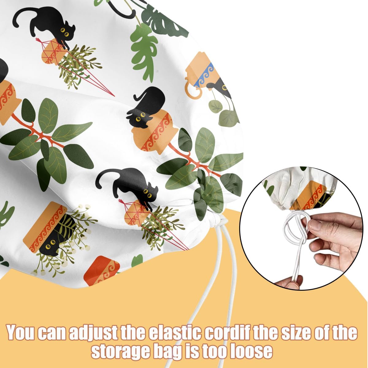 2 Pcs Cute Cat Plastic Bag Holder, Floral Plastic Storage bag Holders for Grocery Bags, Washable Large Grocery Bags Storage Dispenser for Home Kitchen Pantry Decor, Cat Lover Gifts for Women