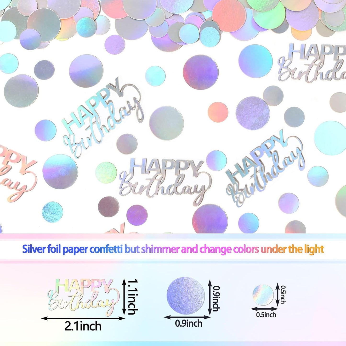 300PC Circle Dots Birthday Confetti for Table Iridescent Happy Birthday Table Scatters Party Decorations