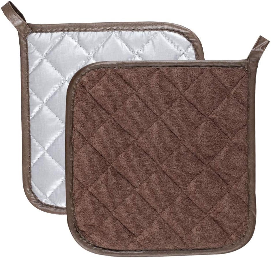 Joyhalo 6 Pack Pot Holders for Kitchen,Cotton Oven Holder with Great Heat Resistance,Non Slip Hot Pads for Kitchen Clearance,Brown